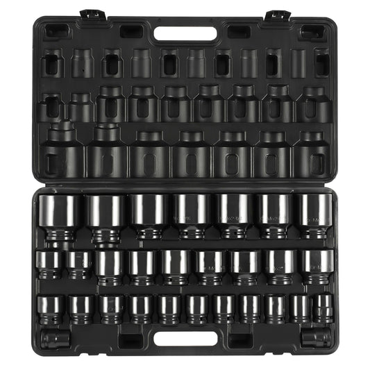 Impact Socket Set 3/4 Inches 29 Piece 6-Point Sockets SAE 3/4 inch - 2-1/2 inch with Storage Cage