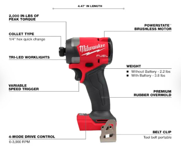 M18 FUEL 1/4" Hex Impact Driver (Tool Only)