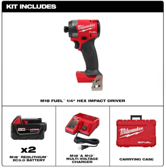 Milwaukee M18 FUEL™ 1/4" Hex Impact Driver Kit