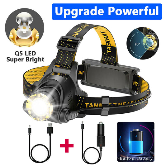 Headlamp with Q5 LED, USB cable, and battery 