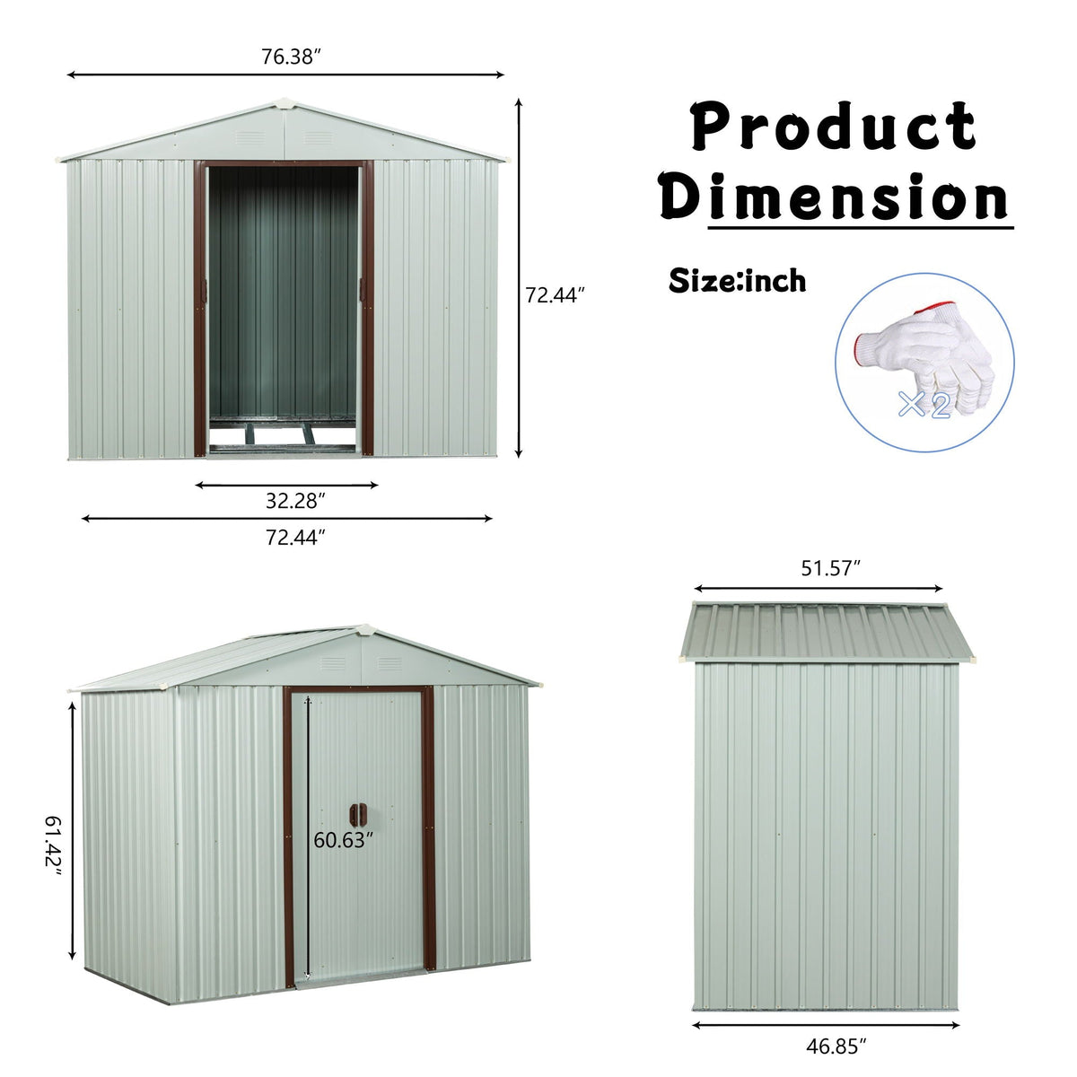 12x20ft Outdoor Metal Garage Shed
