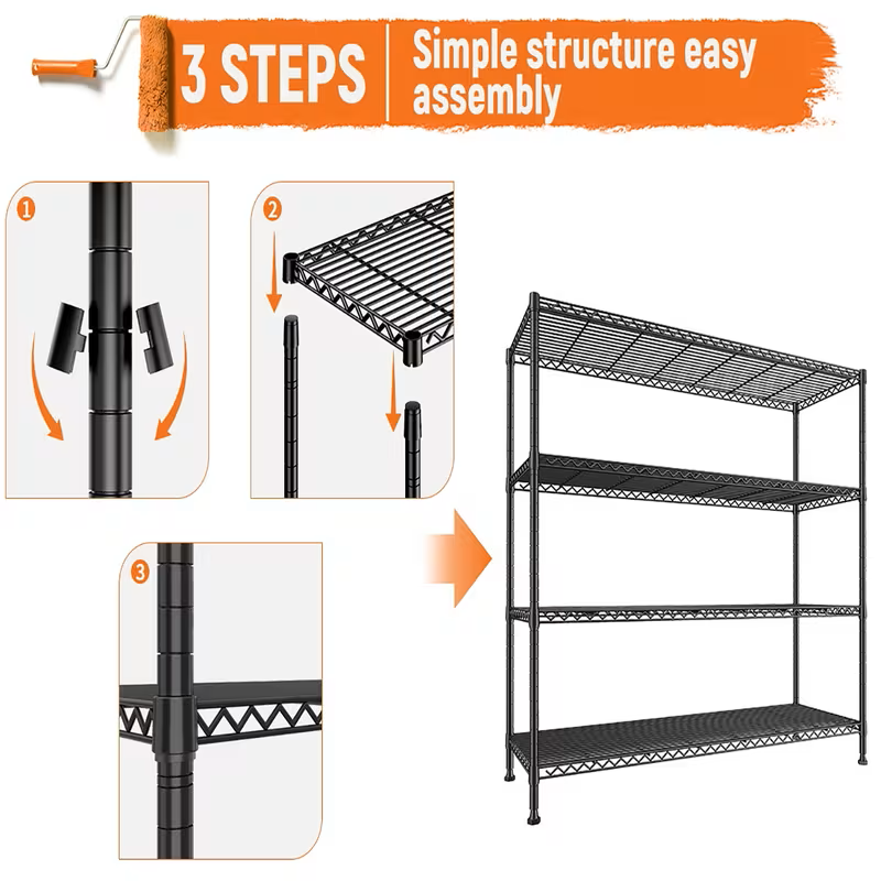 Multi-Tier Storage Shelves-Adjustable Wire Shelving Rack-Multi Sizes