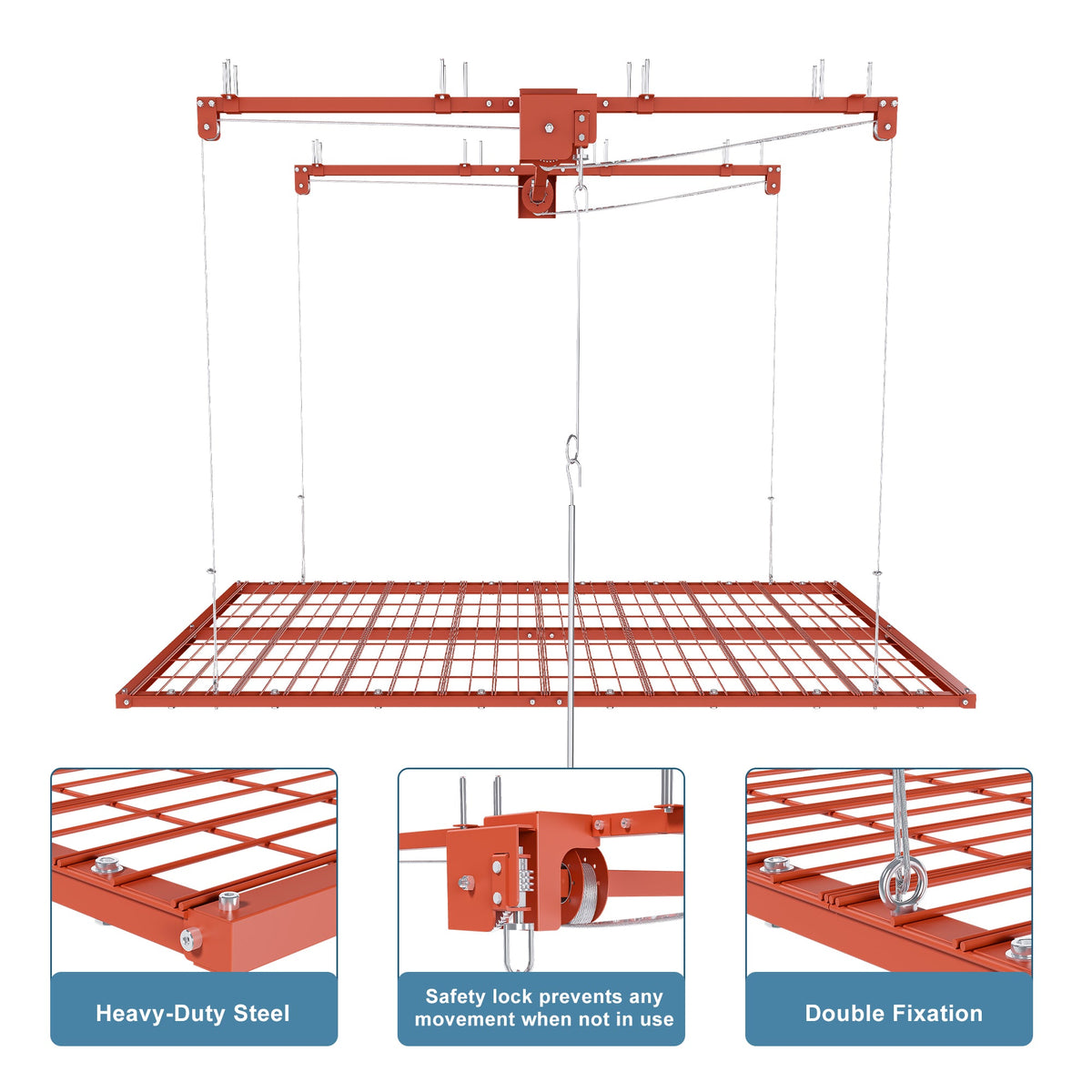 Orange Overhead Garage Storage Rack 4x8 FT