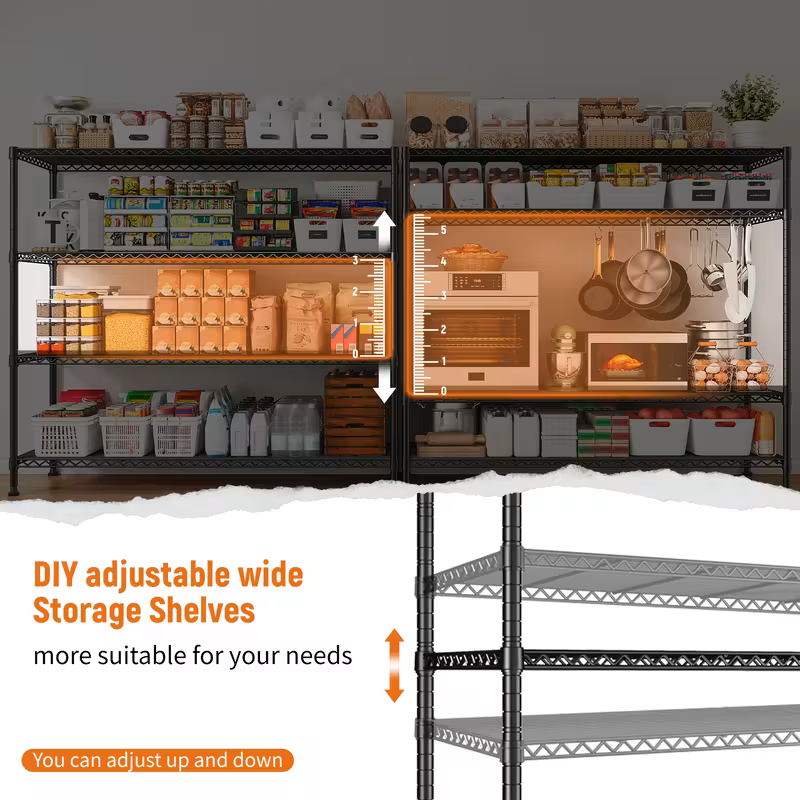 Multi-Tier Storage Shelves-Adjustable Wire Shelving Rack-Multi Sizes