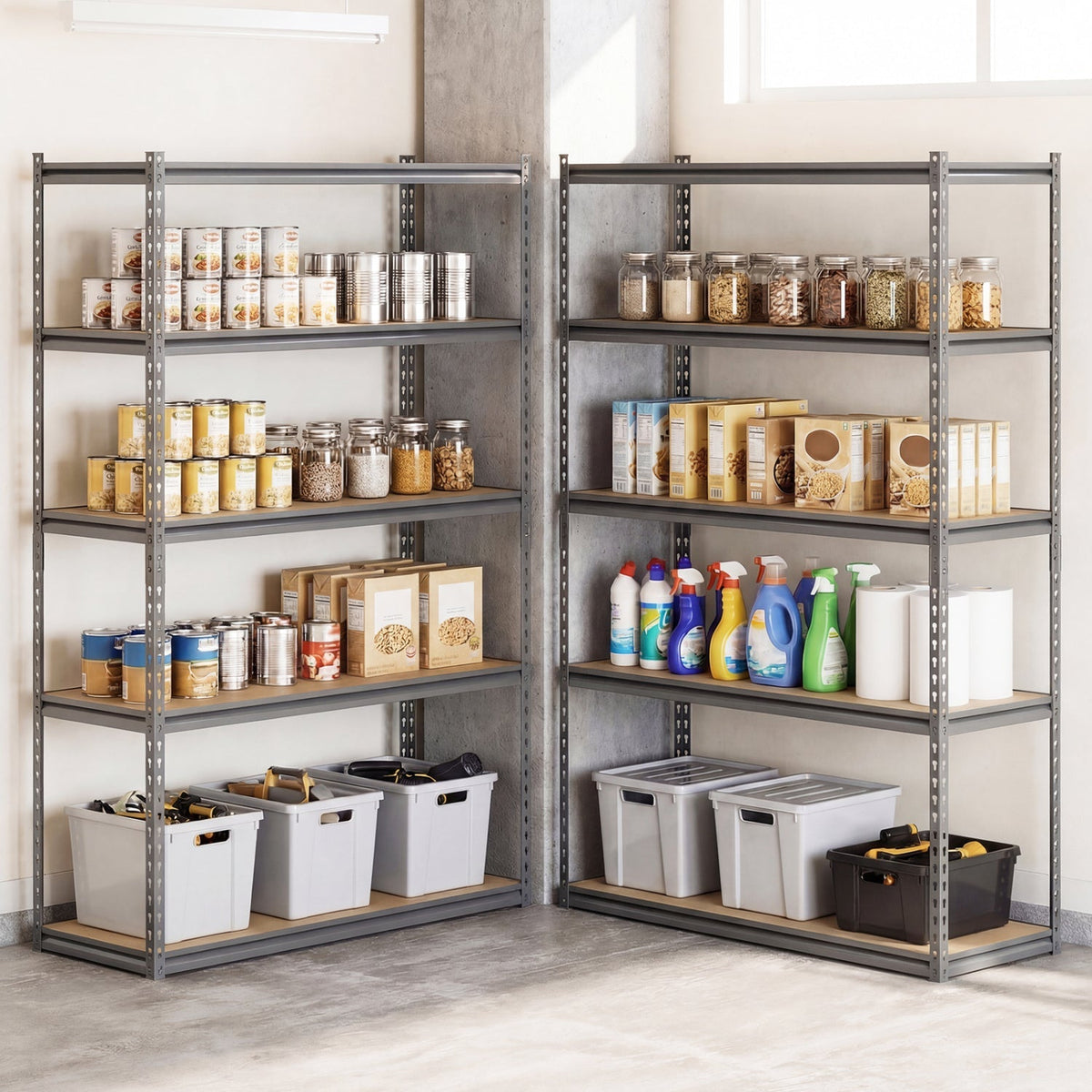 5-Tier Garage Shelving Unit 2200 LBS Metal Storage Shelves Adjustable Utility Rack for Warehouse