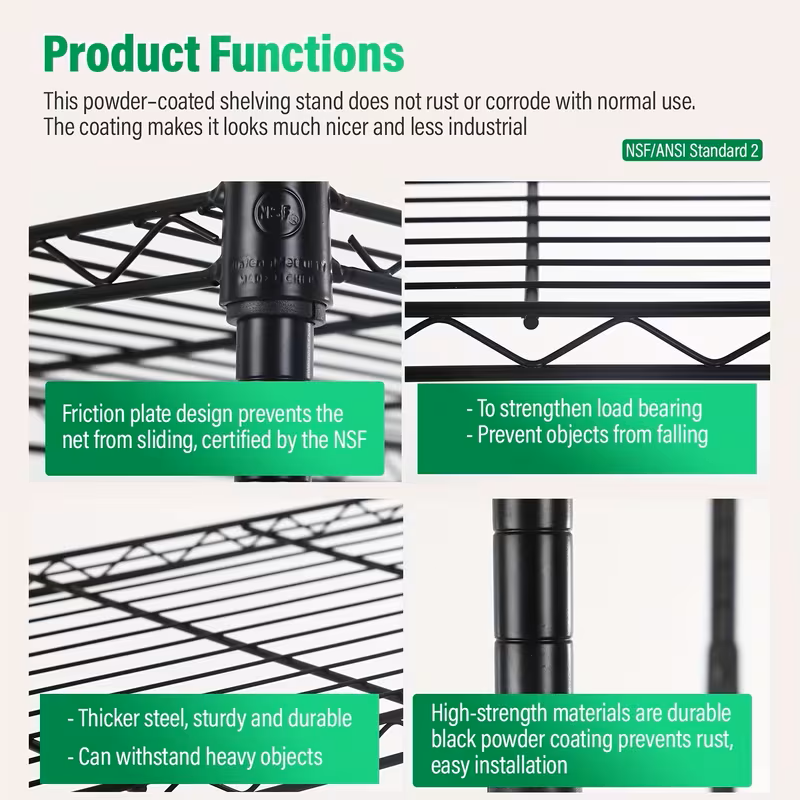 Multi-Tier Storage Shelves-Adjustable Wire Shelving Rack-Multi Sizes