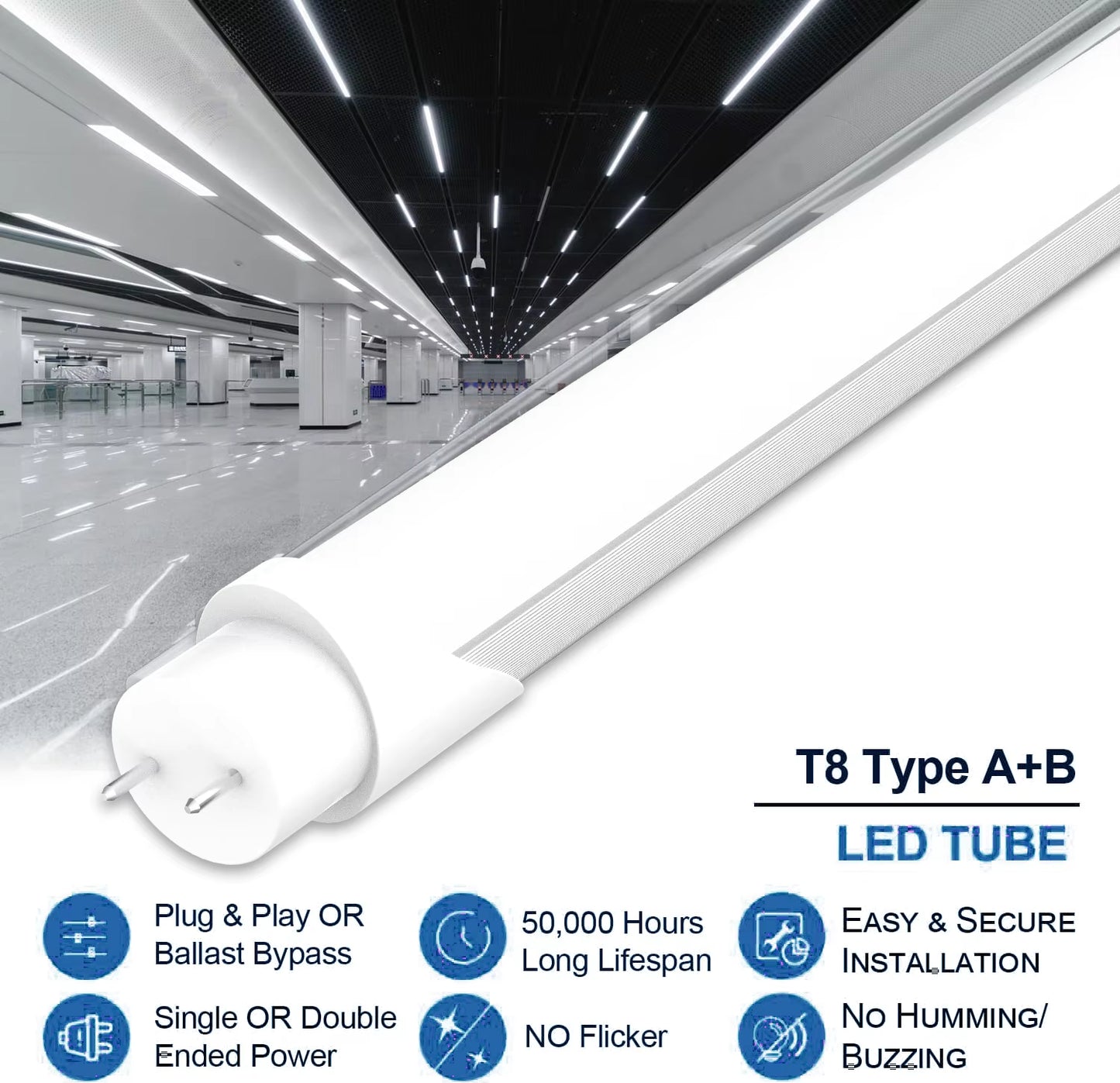 LED tube light with features listed