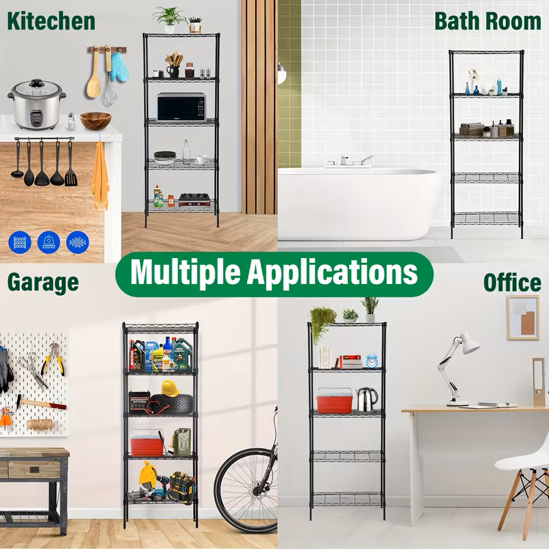 Multi-Tier Storage Shelves-Adjustable Wire Shelving Rack-Multi Sizes