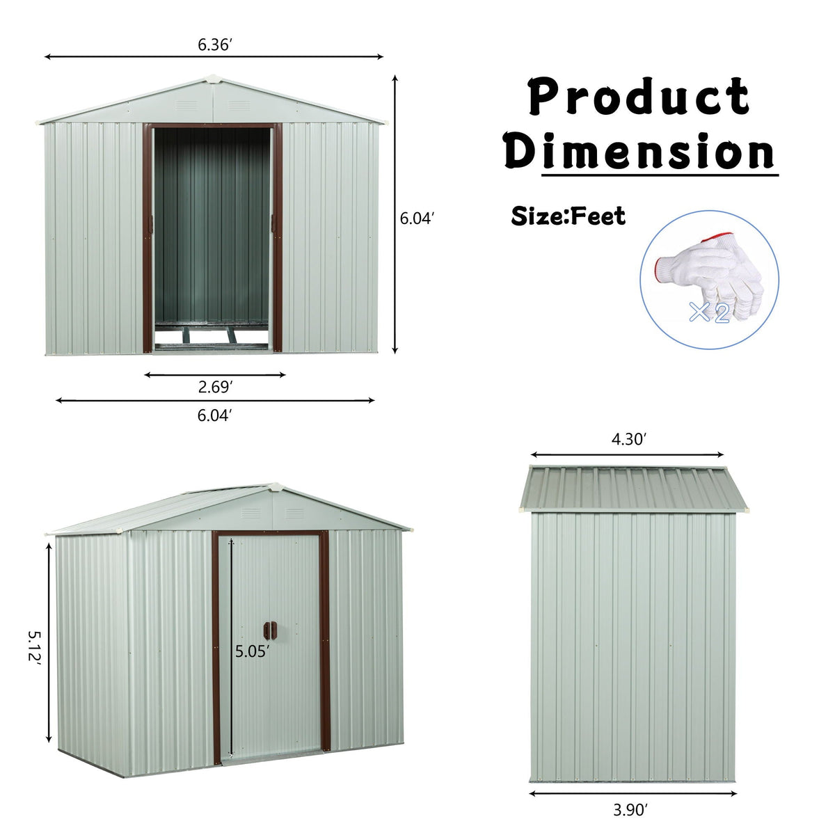 12x20ft Outdoor Metal Garage Shed
