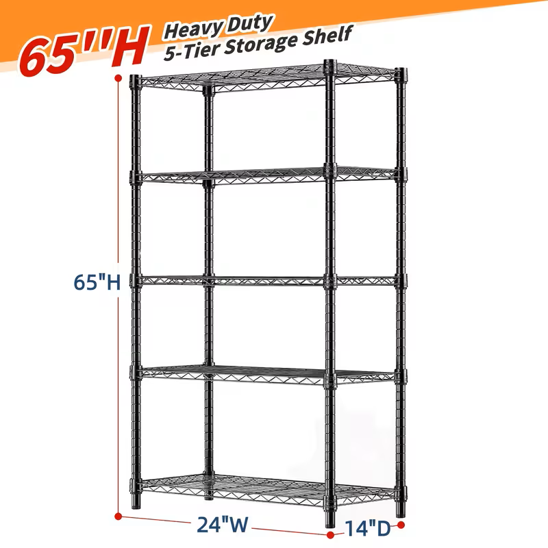 Multi-Tier Storage Shelves-Adjustable Wire Shelving Rack-Multi Sizes