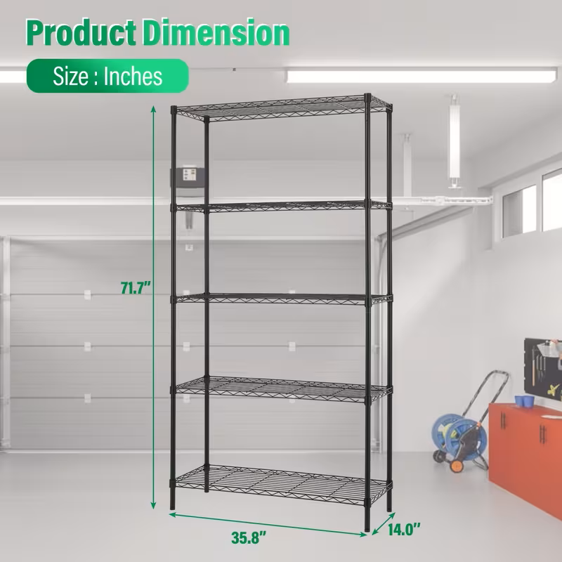 Multi-Tier Storage Shelves-Adjustable Wire Shelving Rack-Multi Sizes