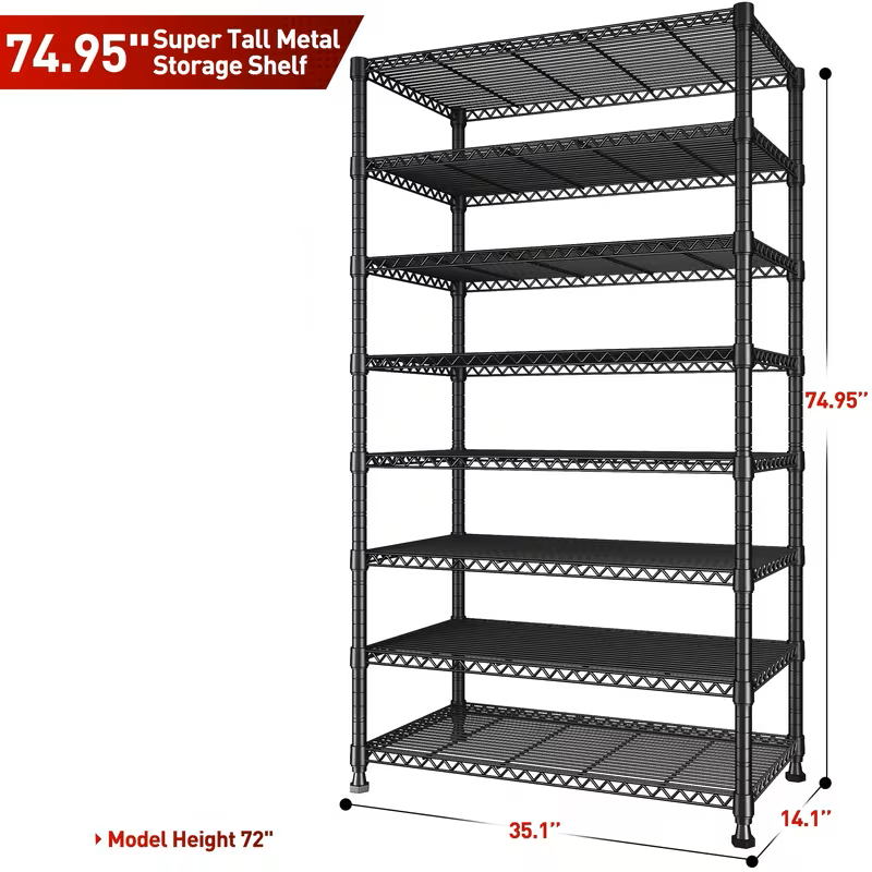 Multi-Tier Storage Shelves-Adjustable Wire Shelving Rack-Multi Sizes