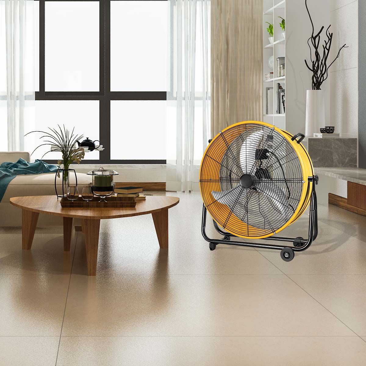 30 in. 3 Speed Yellow Heavy Duty Metal Industrial Drum Fan