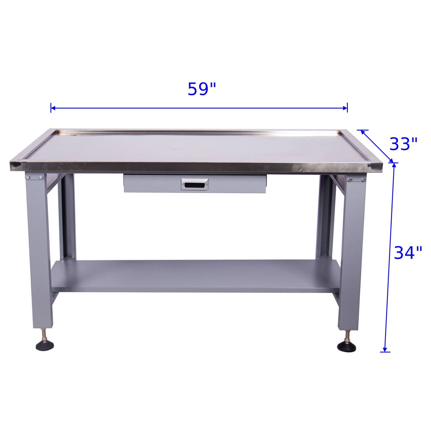 59" Stainless Steel Machine Teardown Table with Drain Hole