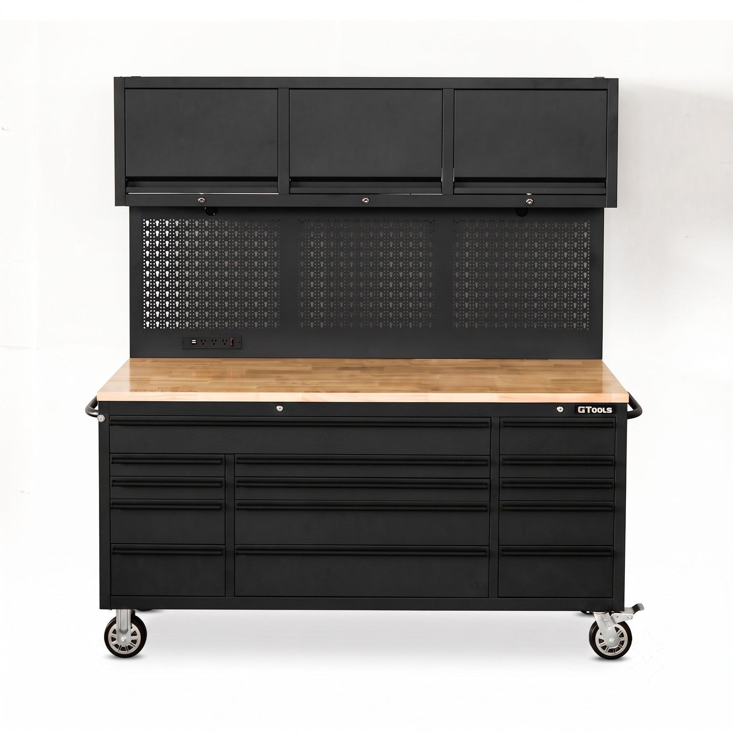 Overhead Pro 72" Rolling Tool Chest | 79" Tall | 24" Deep | 14 Drawers | Overheads | Pegboard & Power Strip