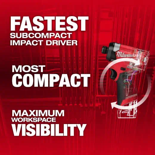 Milwaukee M12 FUEL™ 1/4" Hex Impact Driver Kit with (2) 2.0Ah Lithium Ion Batteries, Charger & Tool Bag