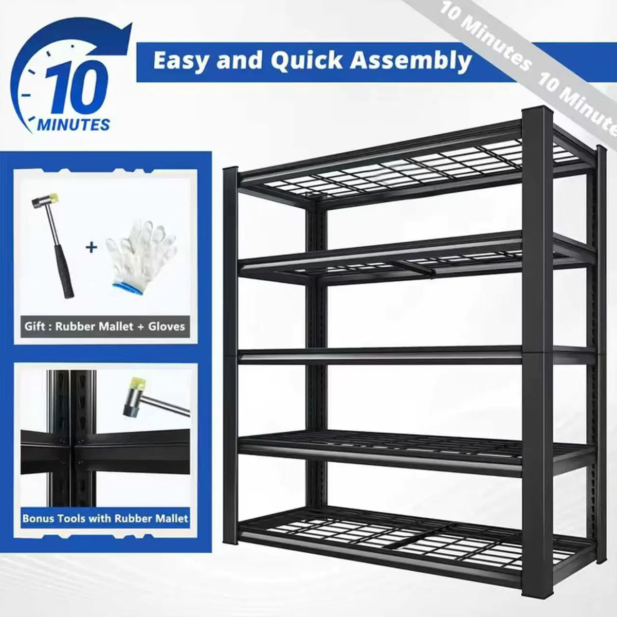 72" Adjustable Metal Double Layer Column Shelving, Commercial Grade Utility Rack for Warehouse, Basement, Kitchen