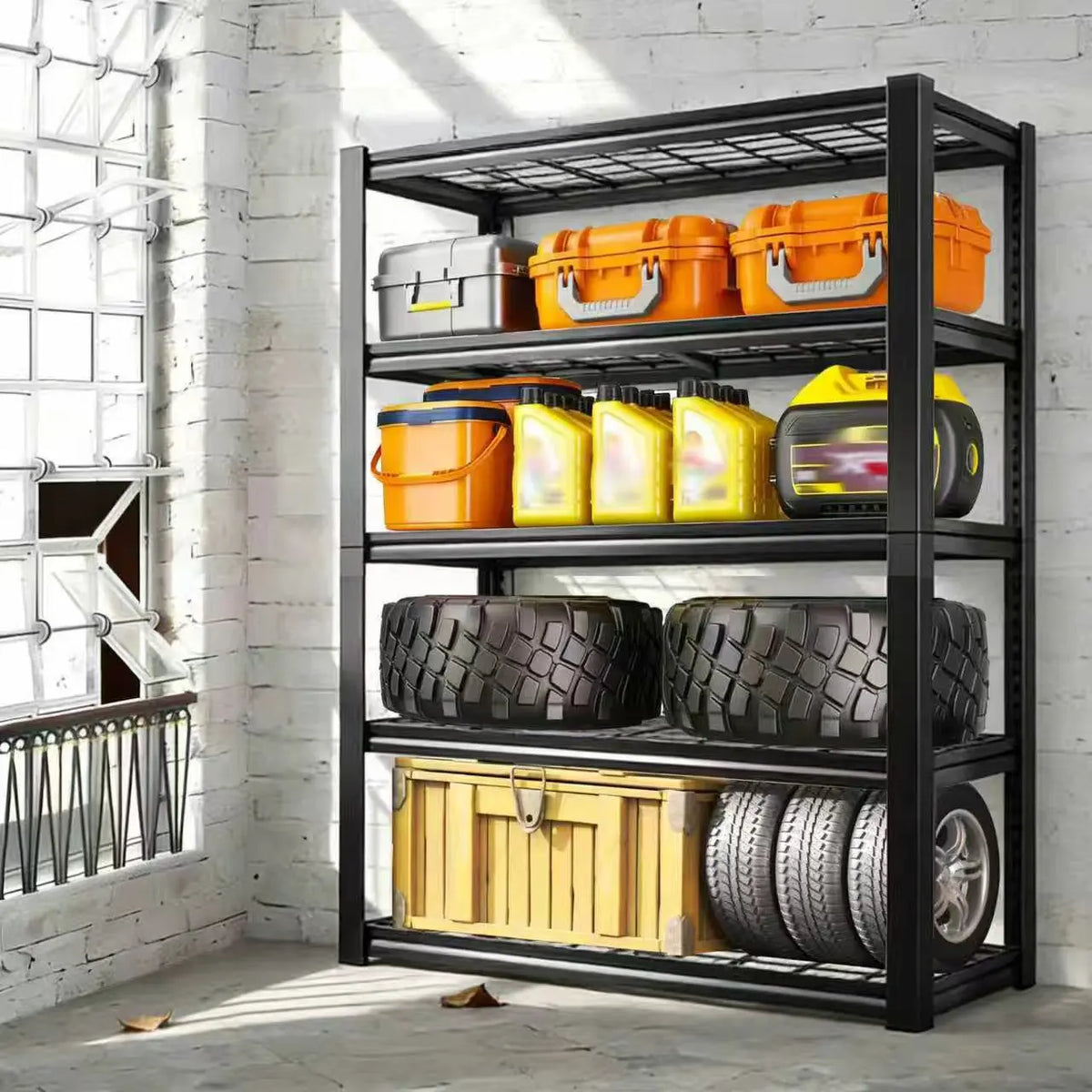 72" Adjustable Metal Double Layer Column Shelving, Commercial Grade Utility Rack for Warehouse, Basement, Kitchen