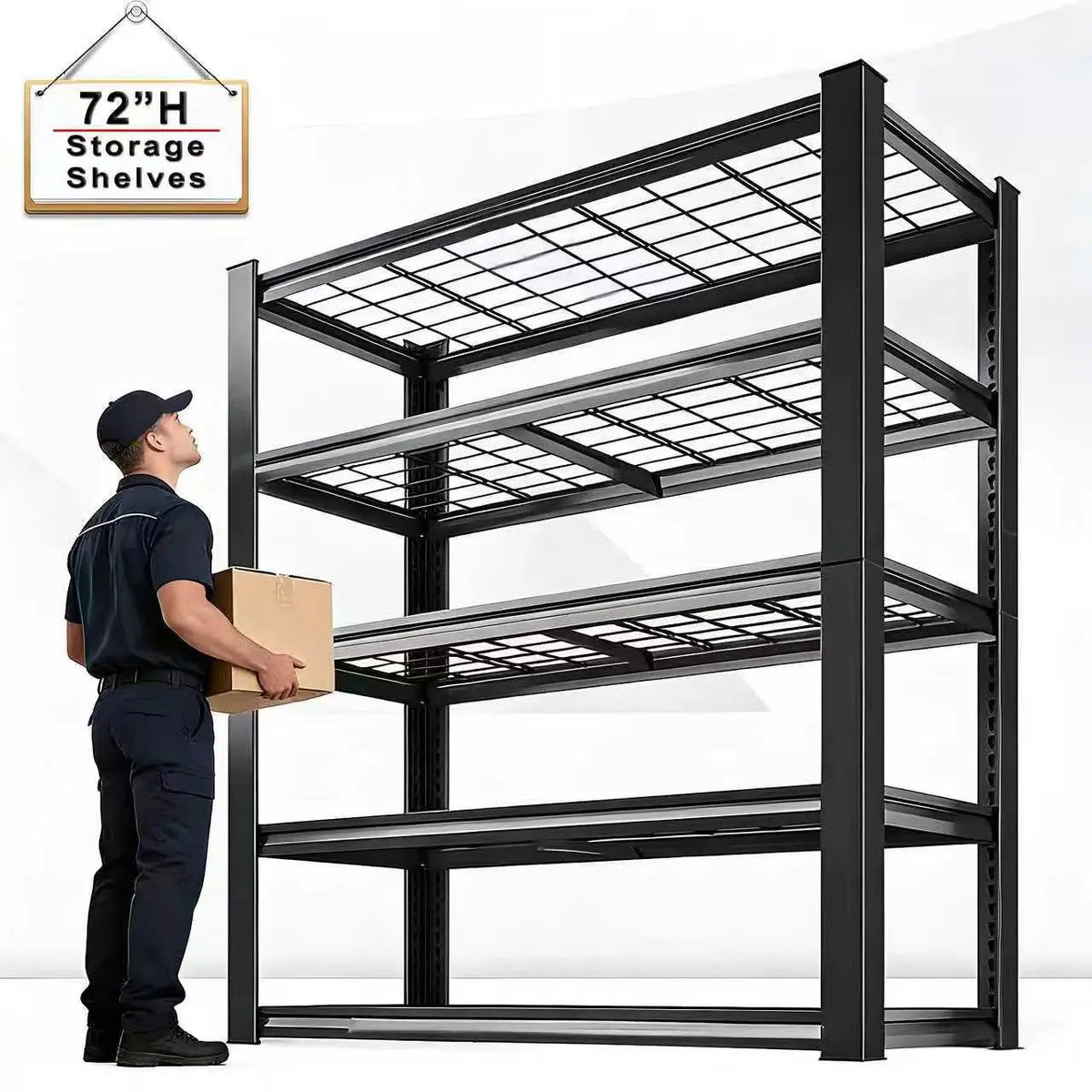 72" Adjustable Metal Double Layer Column Shelving, Commercial Grade Utility Rack for Warehouse, Basement, Kitchen