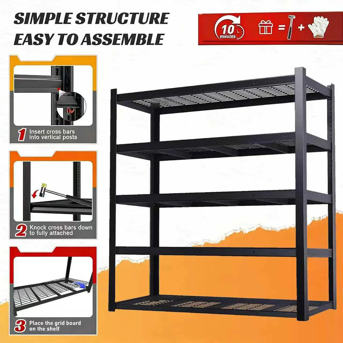 72" Adjustable Metal Double Layer Column Shelving, Commercial Grade Utility Rack for Warehouse, Basement, Kitchen