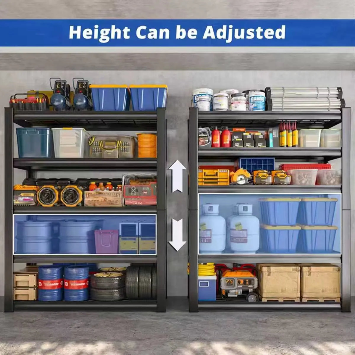 72" Adjustable Metal Double Layer Column Shelving, Commercial Grade Utility Rack for Warehouse, Basement, Kitchen