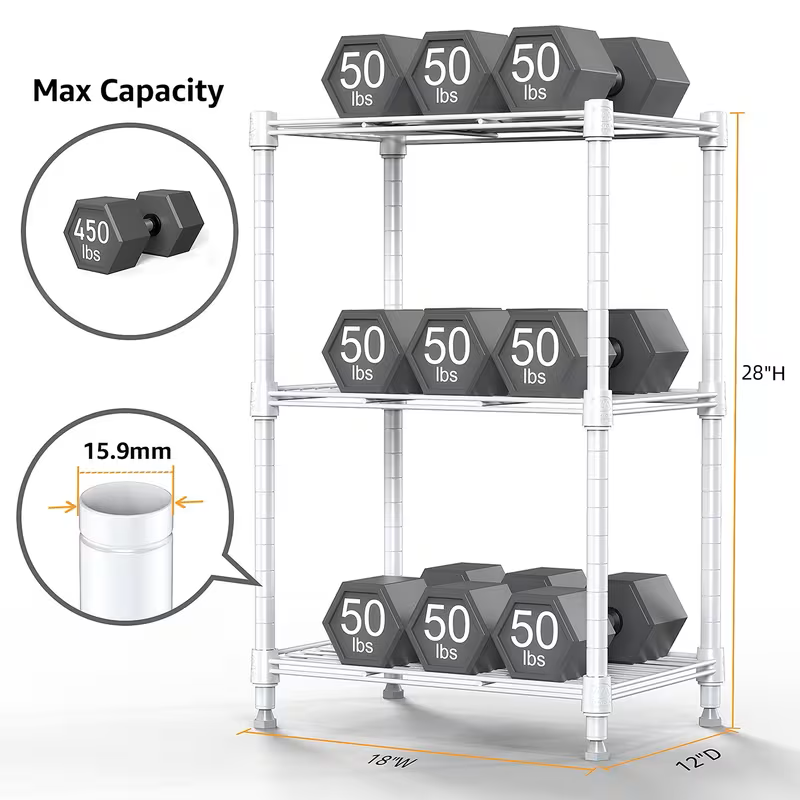 Multi-Tier Storage Shelves-Adjustable Wire Shelving Rack-Multi Sizes