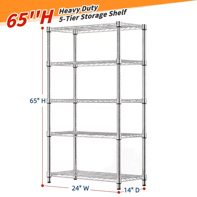 Multi-Tier Storage Shelves-Adjustable Wire Shelving Rack-Multi Sizes