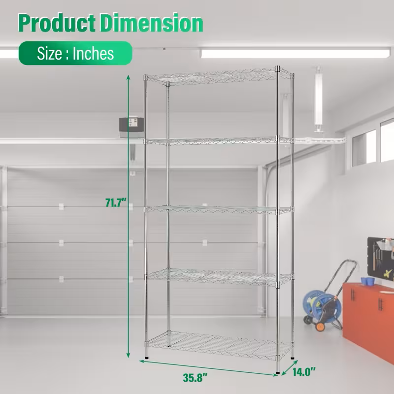 Multi-Tier Storage Shelves-Adjustable Wire Shelving Rack-Multi Sizes