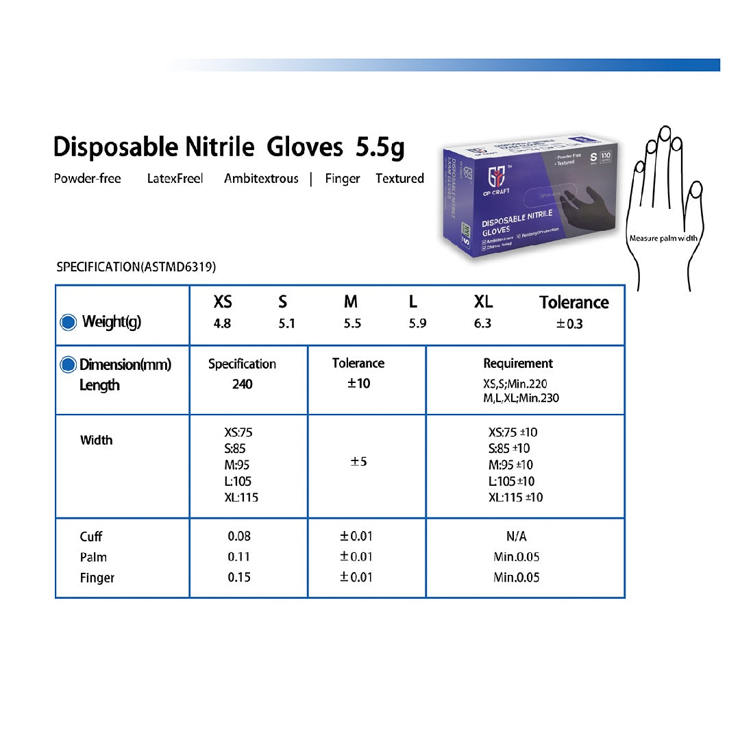 Thick Nitrile Gloves GP51 Black
