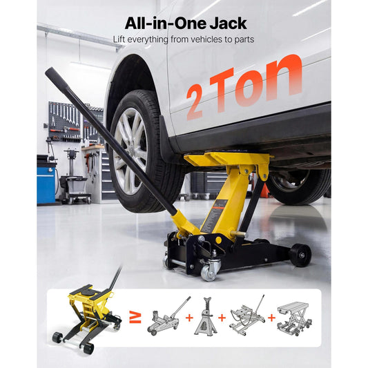 Low Profile Floor Jack 2 Ton Capacity Steel Hydraulic Floor Jack