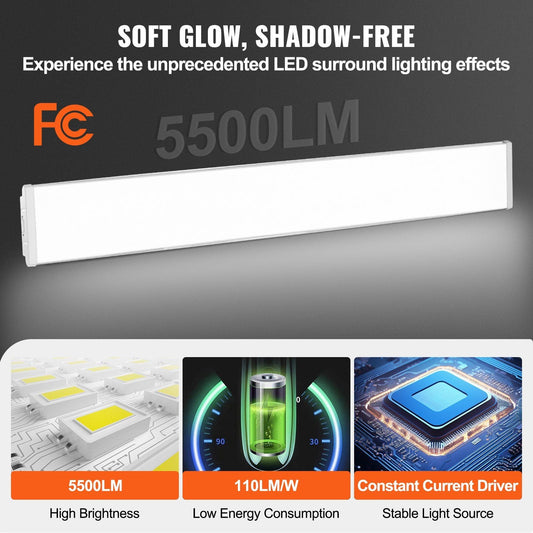 4FT LED Wraparound Light 50W 5500LM Flush Mount LED Shop Light 4 Pack 6500K Daylight