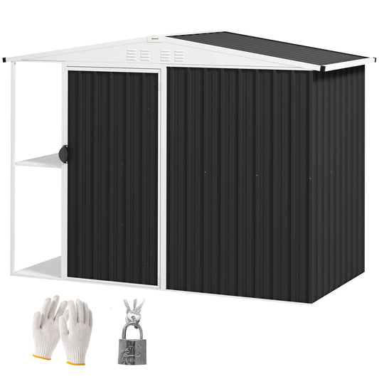 8 x 4ft Outdoor Garden Shed Metal Storage Shed with Air Vents and Lockable Door