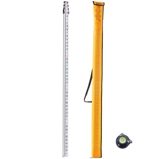 Aluminum Grade Rod 16-Feet/10ths Telescopic Measuring Double-Sided Scale 1/10ft Leveling Rod Stick