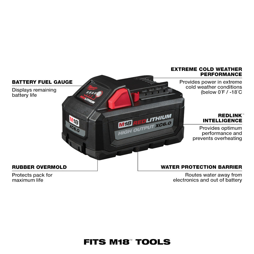 Milwaukee M18™ REDLITHIUM™ HIGH OUTPUT™ XC 6.0Ah Battery Pack (2 Piece)