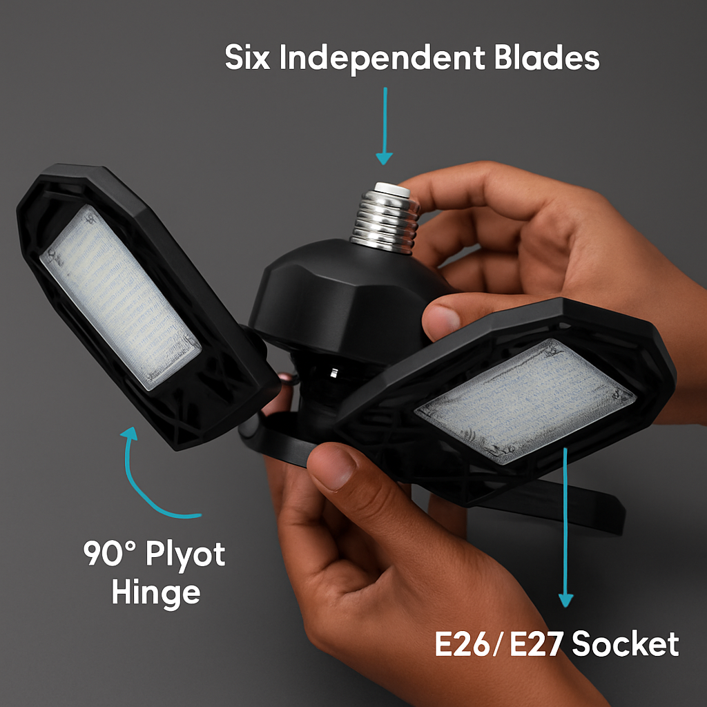 Garage Lights Deformable LED Shop Light with Blades