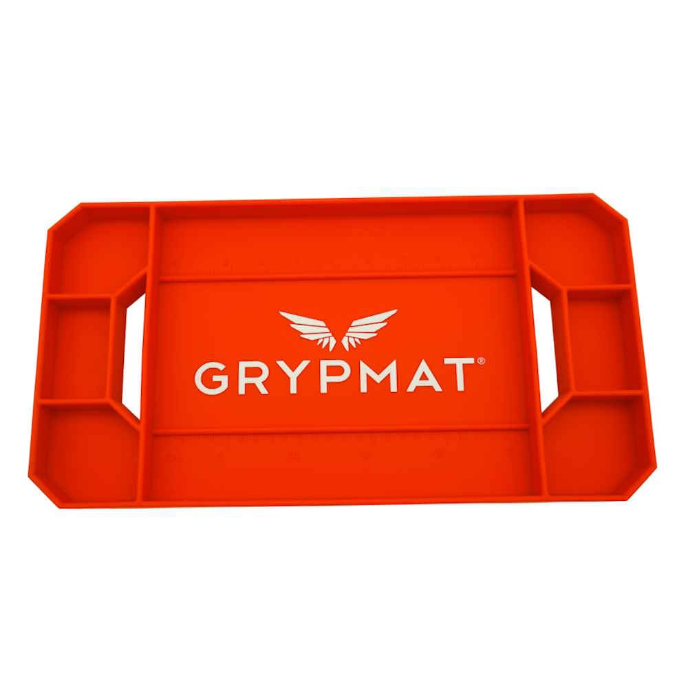 Orange tray with 'Grypmat' logo on a white background